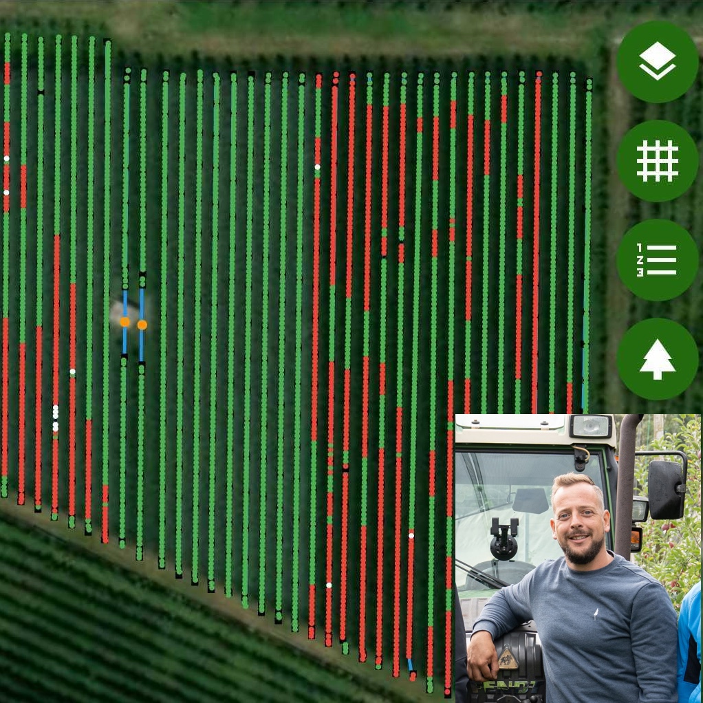 Vigorkarte eines Obstgartens in Lana zur Planung von Wurzelrückschnitten